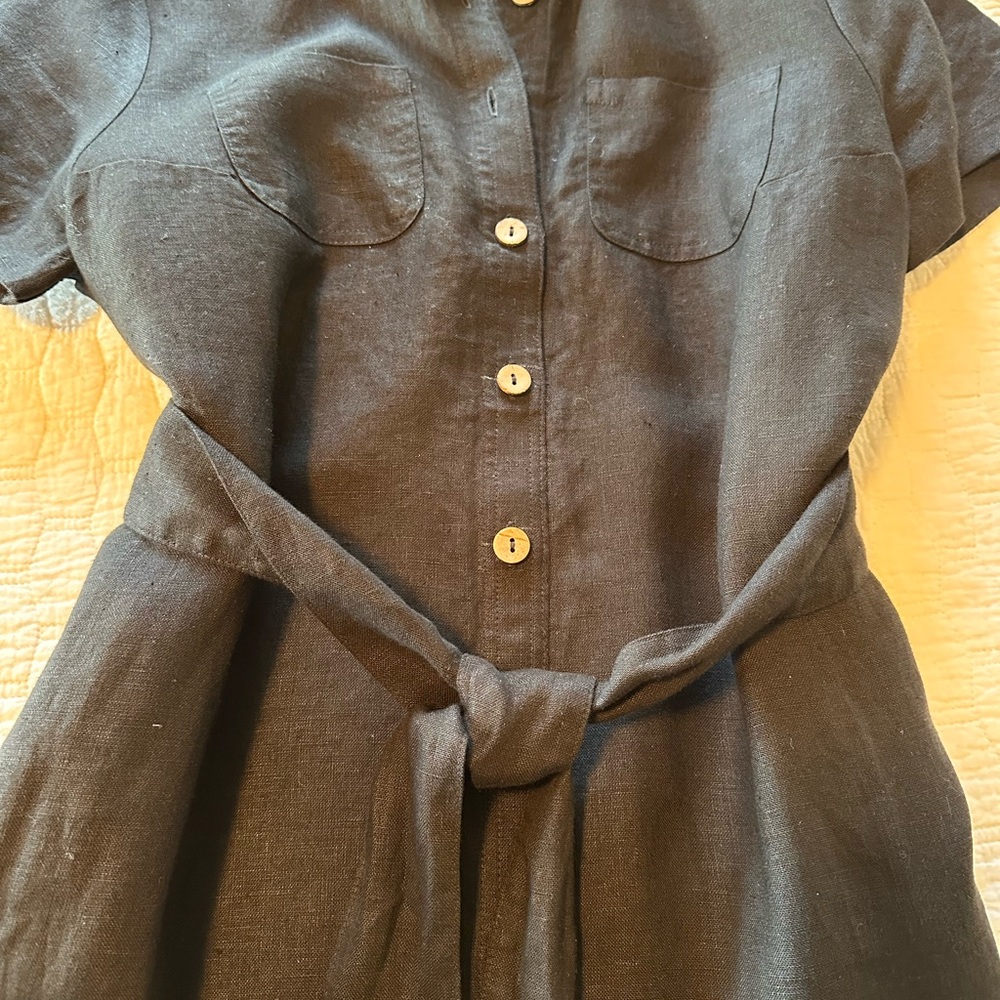 notPERFECTLINEN Charcoal Black Linen Shirtdress - Picture 3 of 5